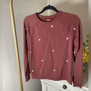 Sonoma Brand long sleeve sweater with white hearts